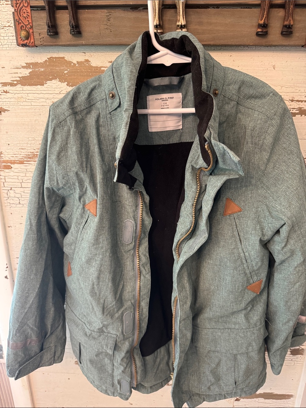 Polarn O. Pyret Sage Green Field Jacket with Tan Accents